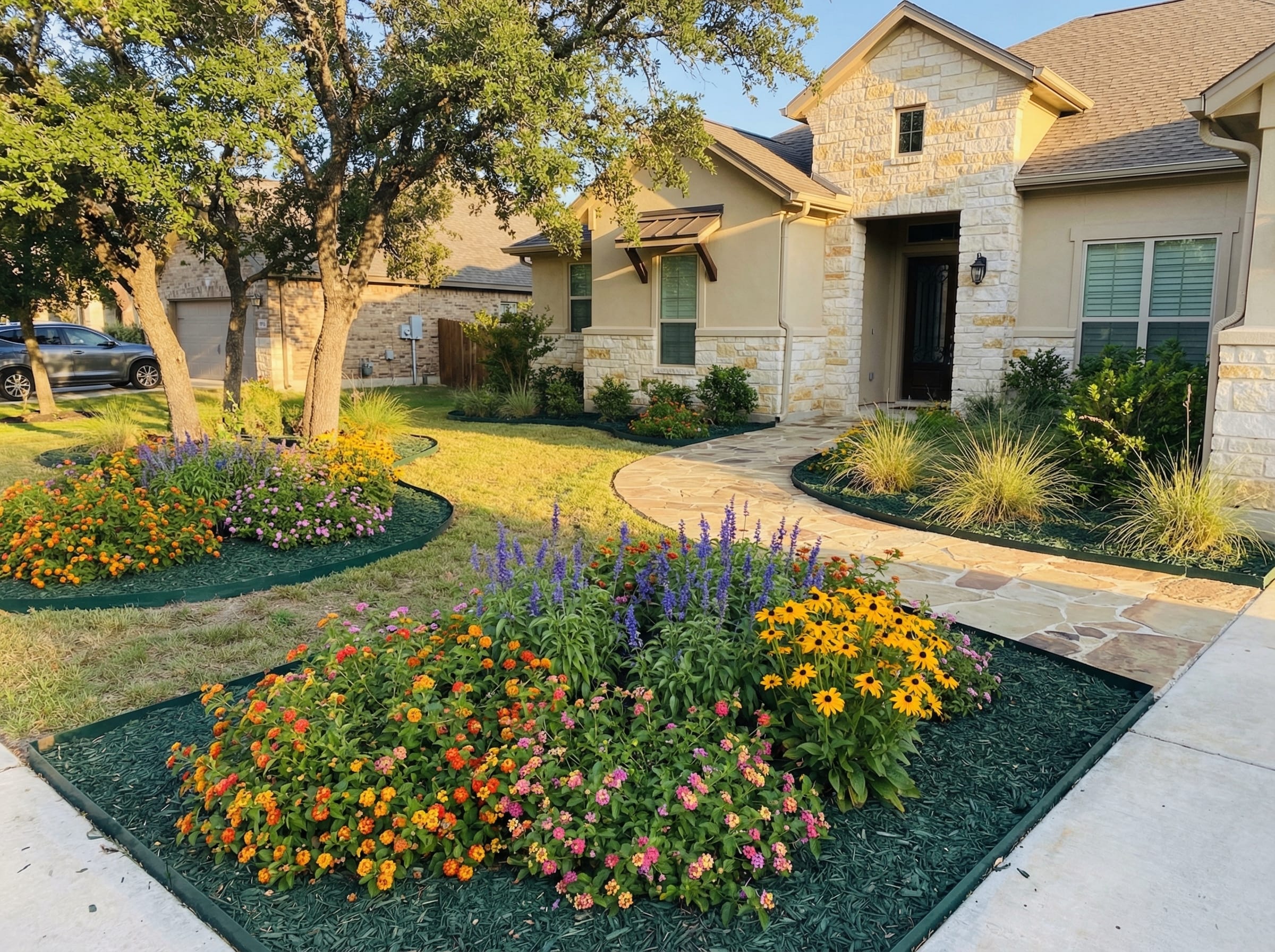 Freshly landscaped yard