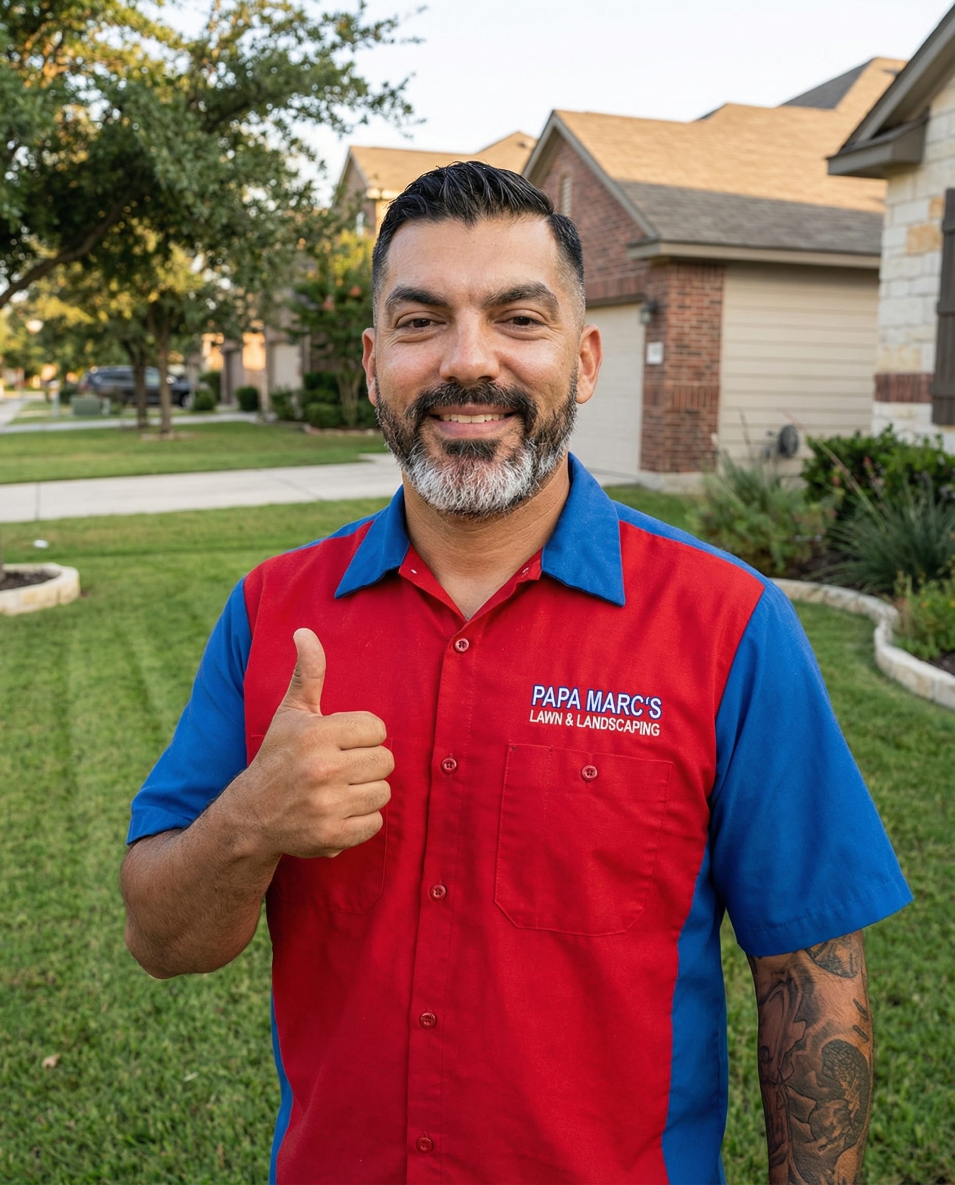 Papa Marcs crew at work on a San Antonio lawn
